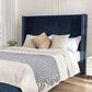 Hearth and Haven Peyton Queen Platform Bed with Blue Upholstery in Walnut, , large