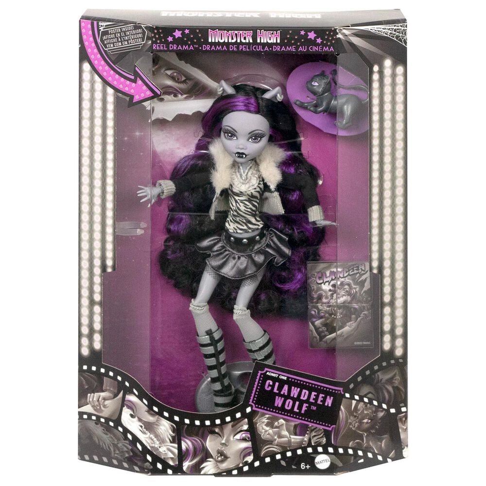 Monster High Monster High Reel Drama Doll - Clawdeen Wolf in Black and White, , large