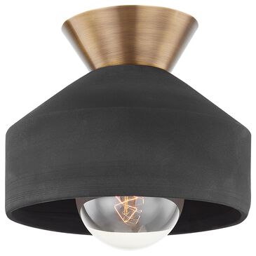 Troy Lighting Covina 11" 1-Light Flush Mount in Patina Brass and Ceramic Black, , large