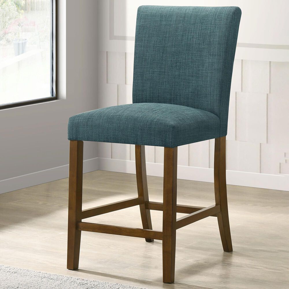 Coaster Paxton Counter Chair with Teal Blue Upholstery in Warm Brown, , large