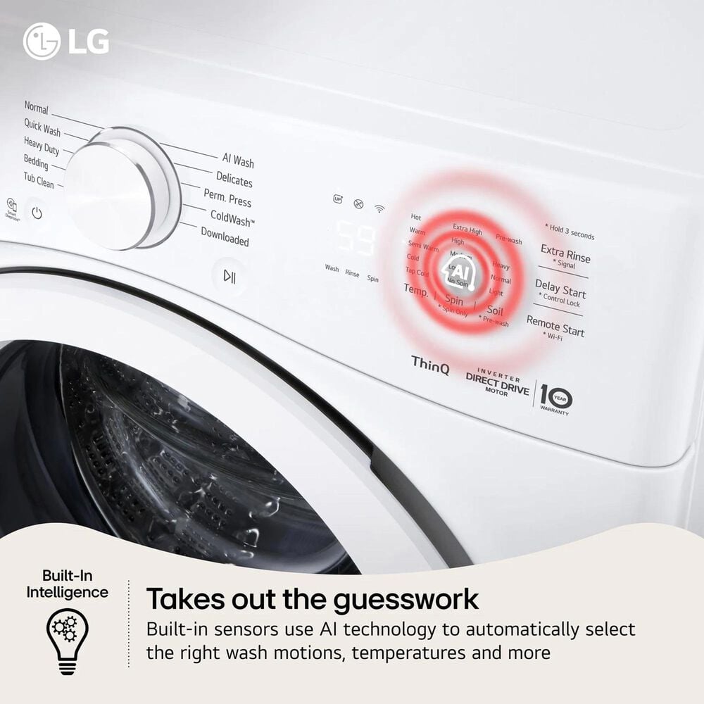 LG 4.5 Cu. Ft. Smart Front Load Washer in White, , large