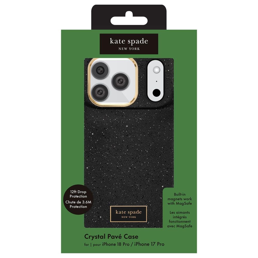 Kate Spade Protective Crystal Pave MagSafe Case for Apple iPhone 18 Pro in Nightfall and Gold, , large