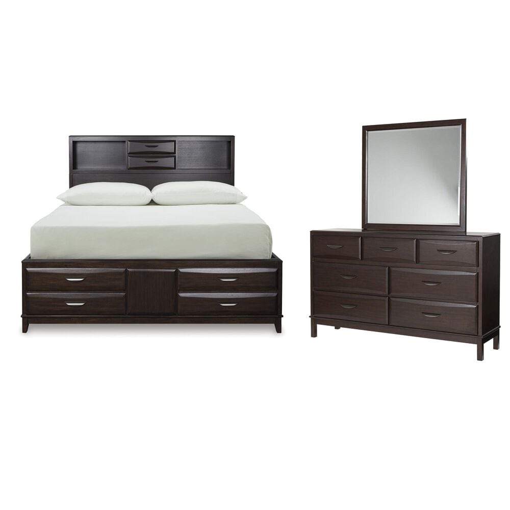 Ashley Vanmore 3-Piece King Storage Bedroom Set in Dark Brown, , large