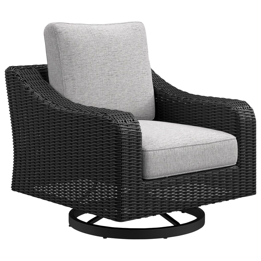 Ashley Beachcroft Patio Swivel Lounge Chair in Light Gray, , large