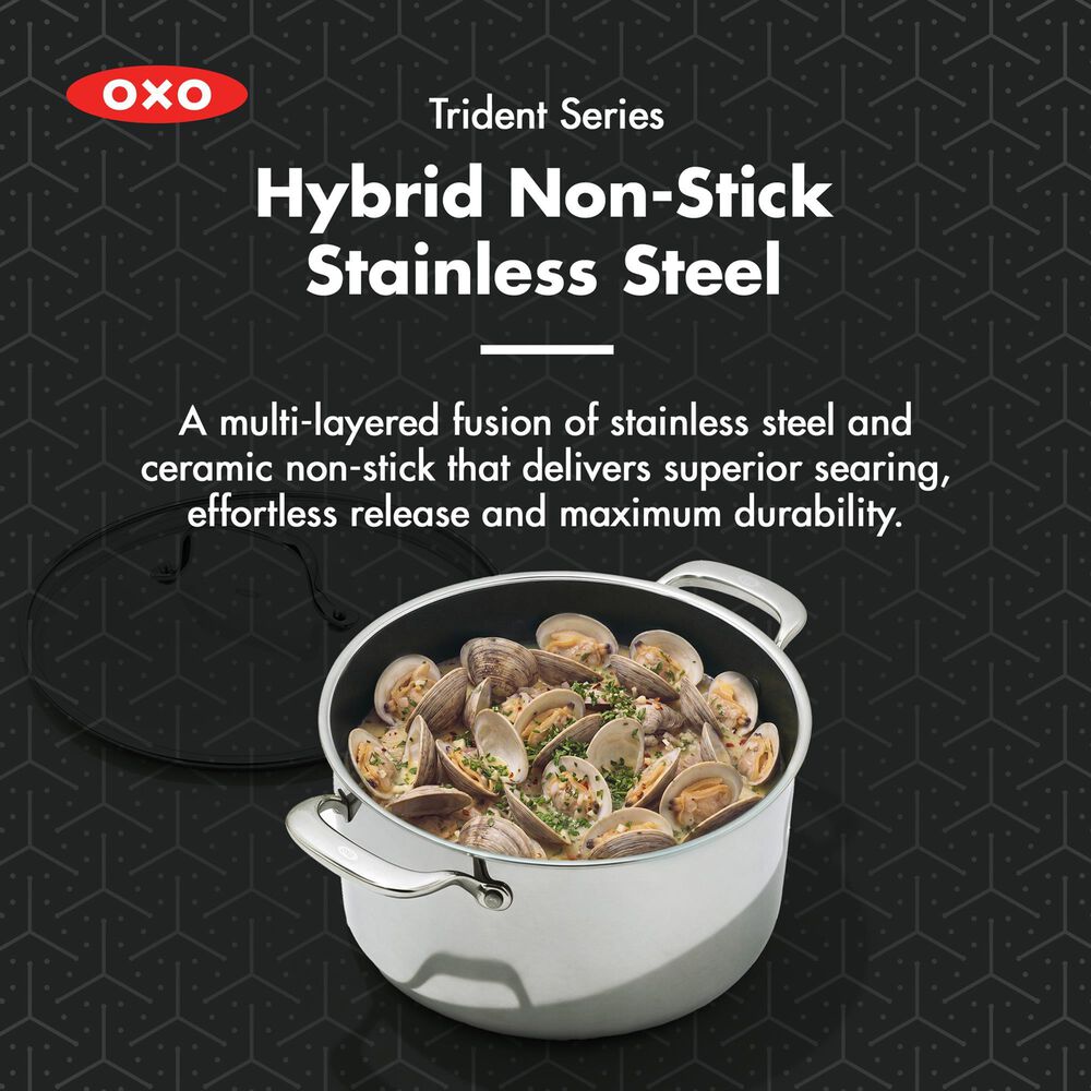Green Pan Trident Hybrid Nonstick Stockpot with Lid in Stainless Steel, , large