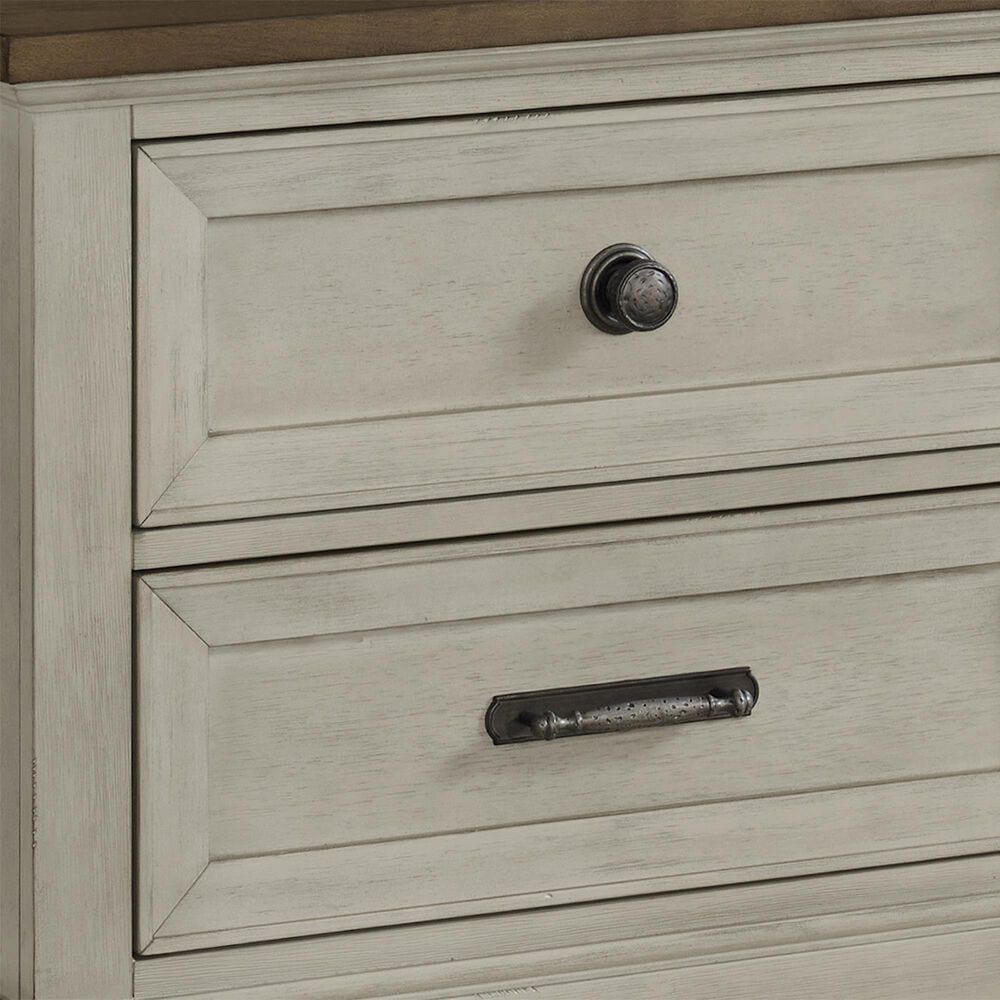 Mayberry Hill Farmington 2-Drawer Nightstand in Medium Brown and Washed Stone, , large