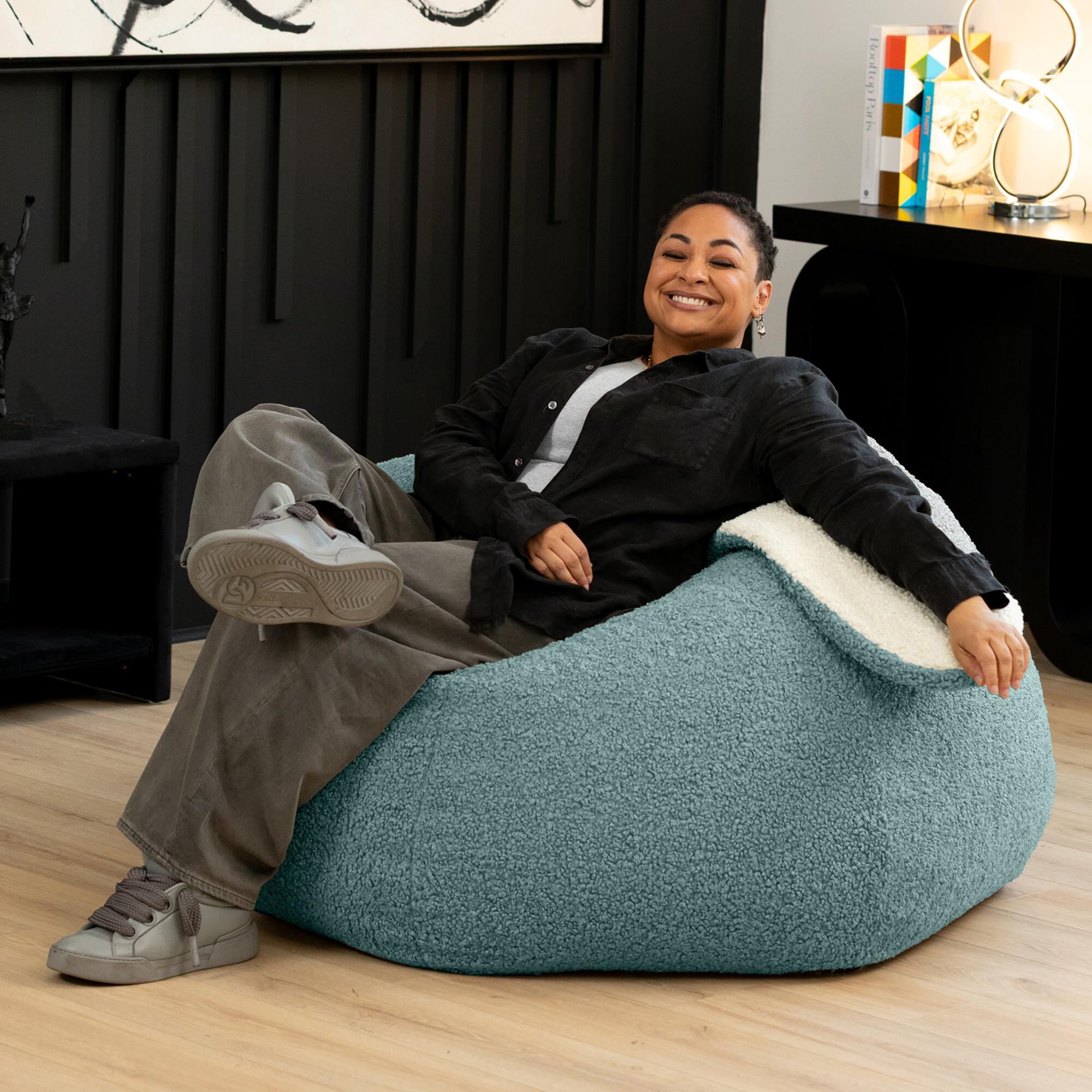 Jaxx HopSeat Bunny Oval Shaped Large Bean Bag Chair in Green