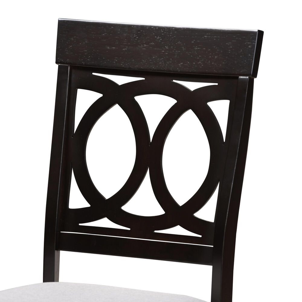 Baxton Studio Lucie Side Chair with Grey Cushion in Espresso Brown (Set of 4), , large