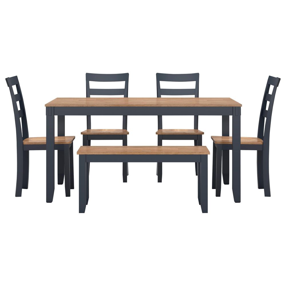 Ashley Gesthaven 6-Piece Rectangular Dining Set in Light Natural and Dark Slate Blue, , large