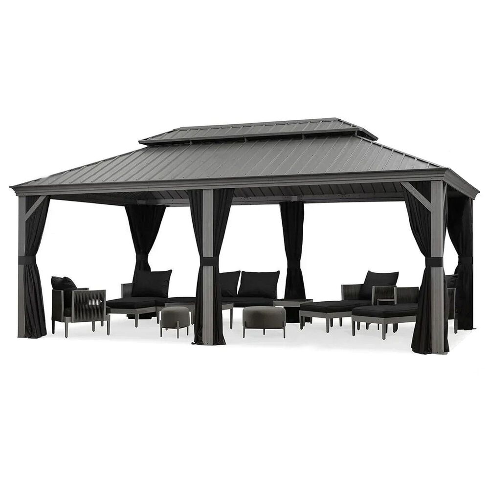 HOMLUX 12"X20" Hardtop gazebo with double roof in Bronze in Gray, , large