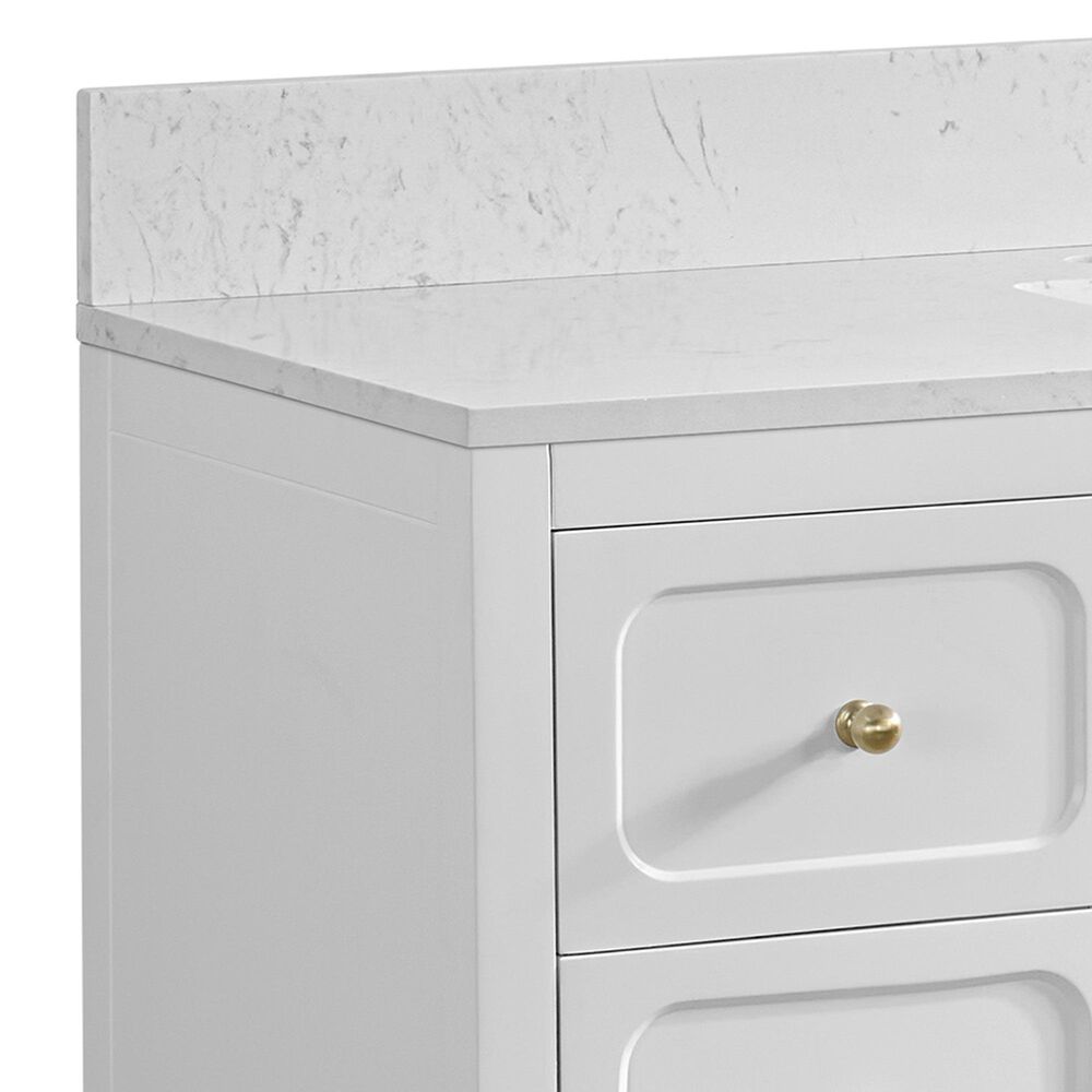 37B Ravello 48" Single Bathroom Vanity Cabinet in Bright White with Marble Top and Backsplash, , large