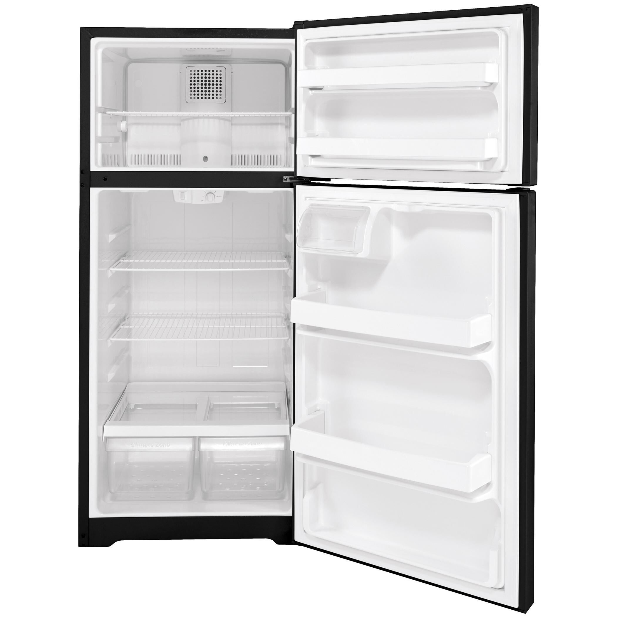 GE Appliances 16.6 Cu Ft. Top Freezer Refrigerator in Black NFM