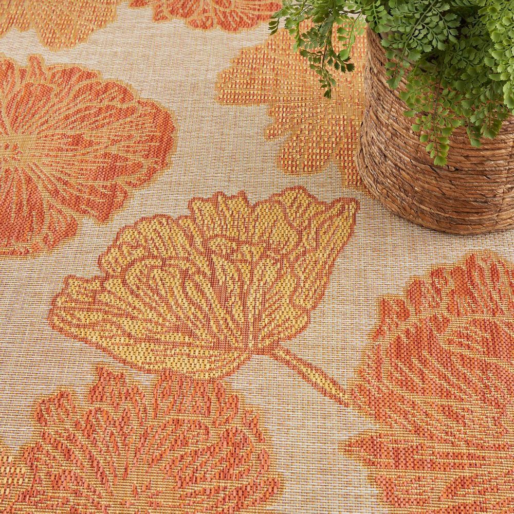 Nourison Garden Oasis Floral Coral 3&#39; x 5&#39; Indoor/Outdoor Area Rug, , large