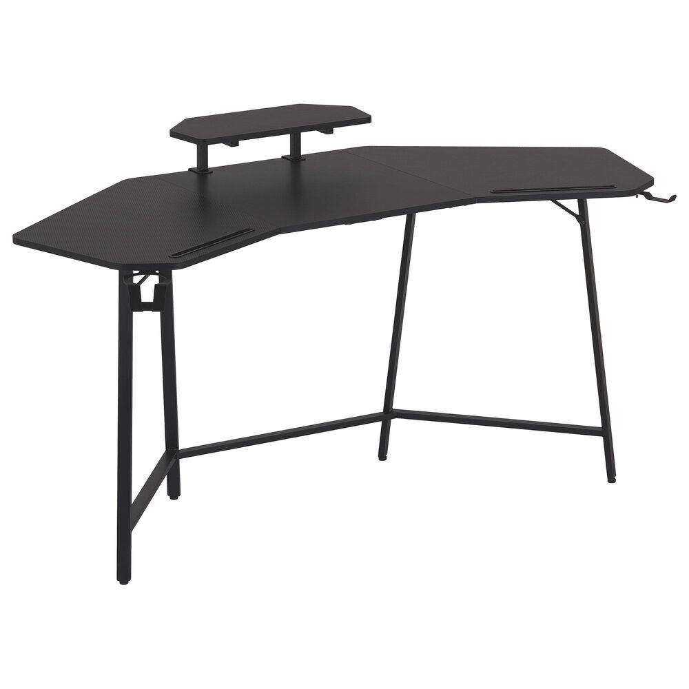 Rta Products Llc U-Shaped Gaming Desk with Shelf and Tablet Holder in Black, , large