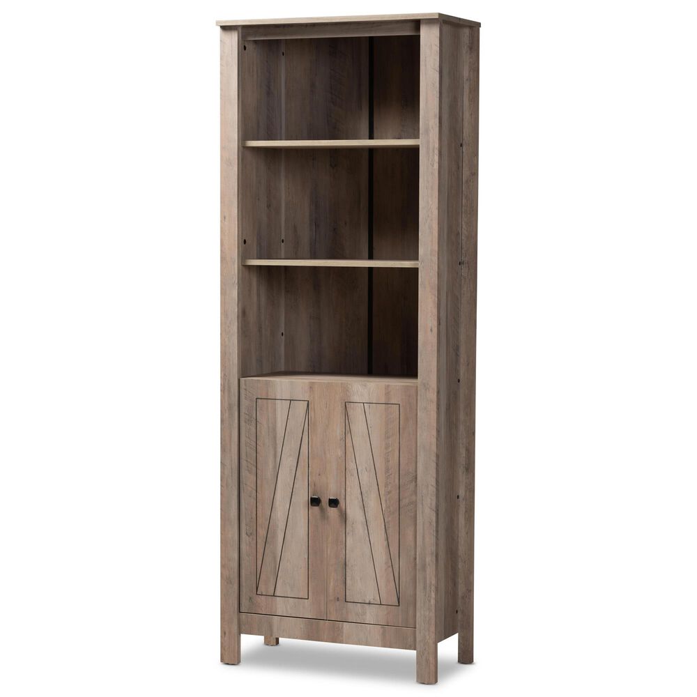 Baxton Studio Derek 2-Door Bookcase in Natural Oak, , large