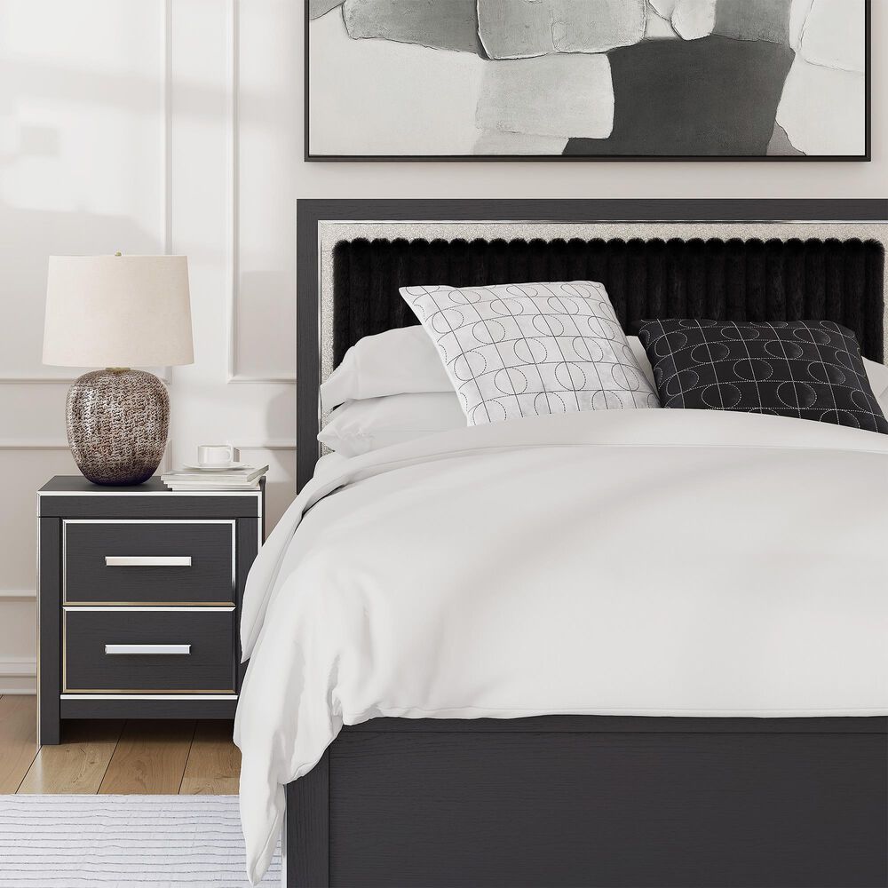 Ashley Zuraleus Queen Upholstered Panel Bed in Matte Black and Chrome, , large