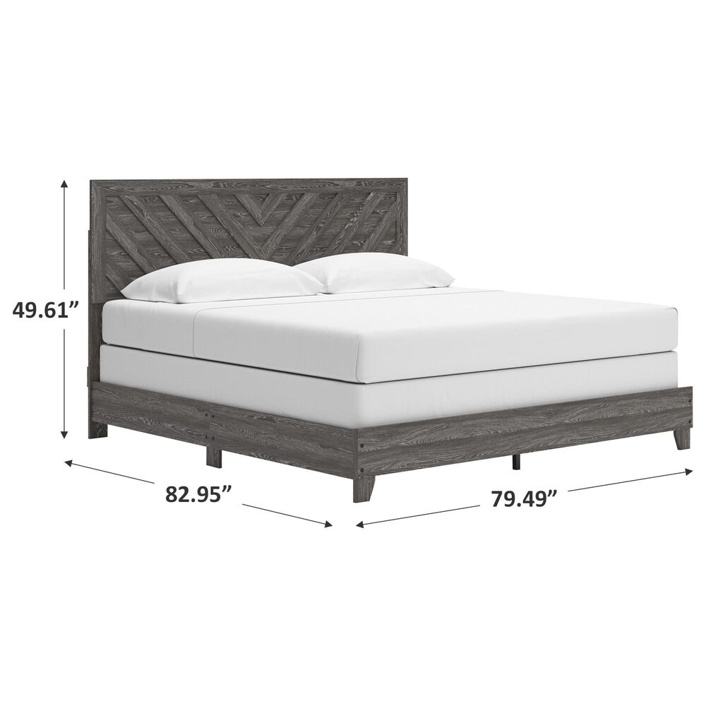 Ashley Sylveri King Chevron Panel Bed in Gray, , large