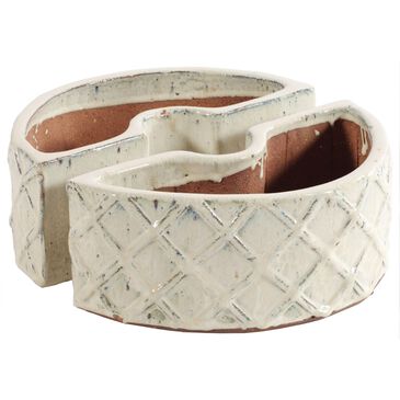 Alfresco Home Trellis Round Umbrella Patio Planter in Crema (Set of 2), , large