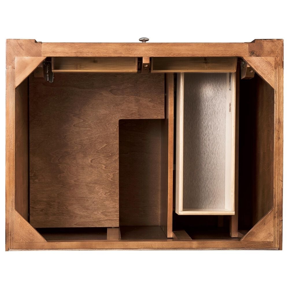 James Martin Vanities Bristol 30&quot; Single Bathroom Vanity in Saddle Brown with 3 cm Parisien Bleu Quartz Top and Rectangular Sink, , large