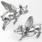 Mercana Hogbadi Flying Pigs in Silver Wall Art (Set of 2), , large