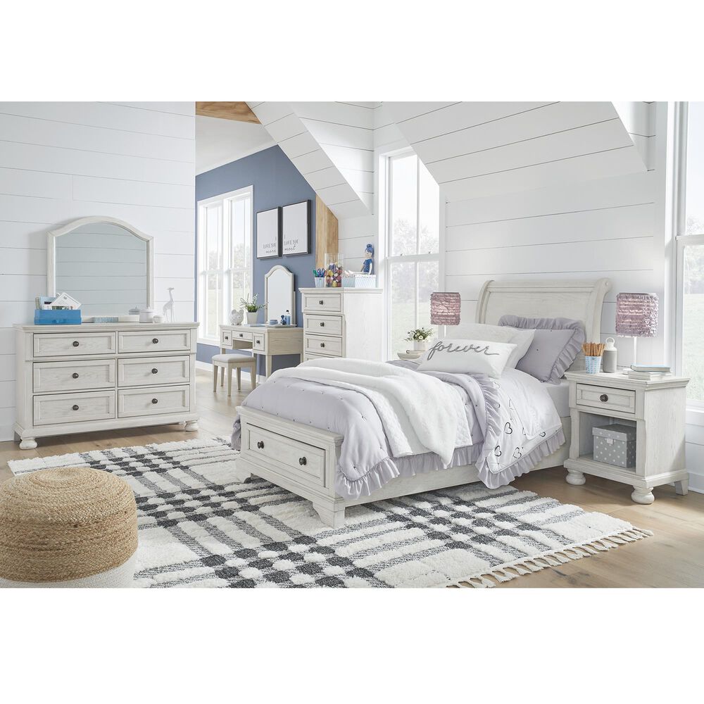 Ashley Robbinsdale 4-Piece Twin Storage Bedroom Set in Antique White, , large