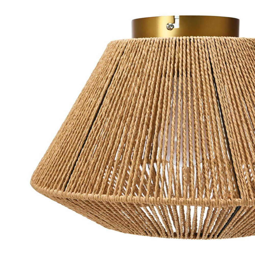 Creative Coop Lillian 1-Light Flush Mount with Natural Paper Rope Shade in Brushed Gold, , large