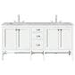 James Martin Vanities Addison 72" Double Bathroom Vanity in Glossy White with 3 cm Victorian Silver Quartz Top and Rectangular Sinks, , large