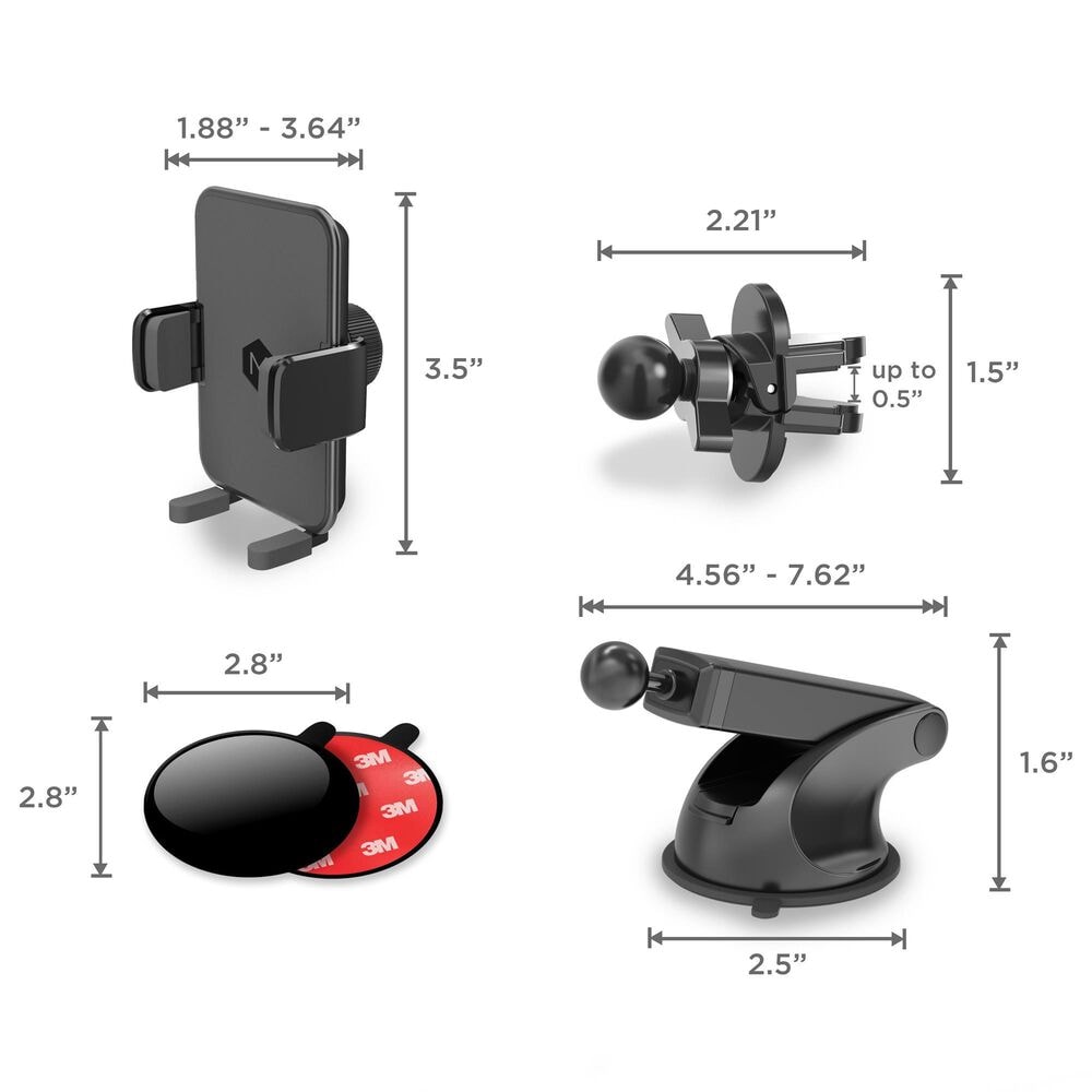 The Mighty Mount Simple Cradle Combo with Vent and Dash Mount Base in Black, , large