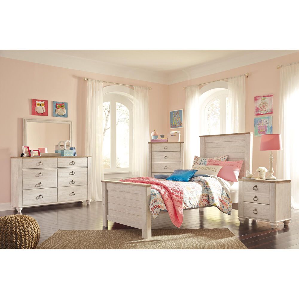 Ashley Willowton Twin Panel Bed in Whitewash, , large
