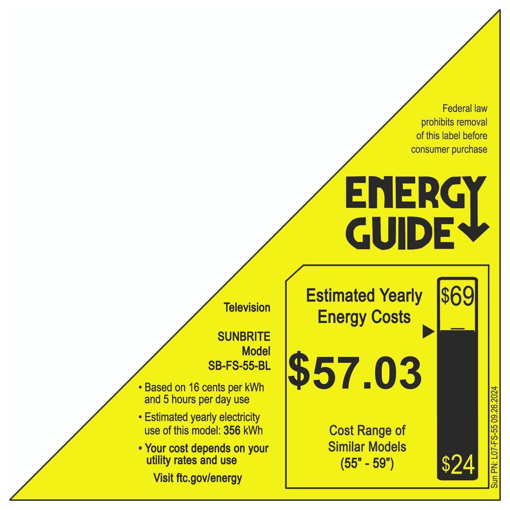 Sunbrite 55" Solis Series Outdoor Full Sun 4K UHD HDR - Smart TV in Black with Gray 55" Universal TV Dust Cover, , large