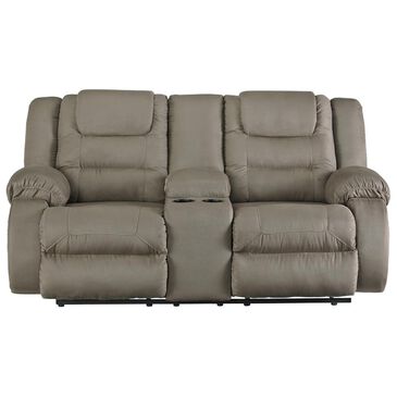 Signature Design by Ashley McCade Double Manual Reclining Loveseat with Console in Cobblestone, , large