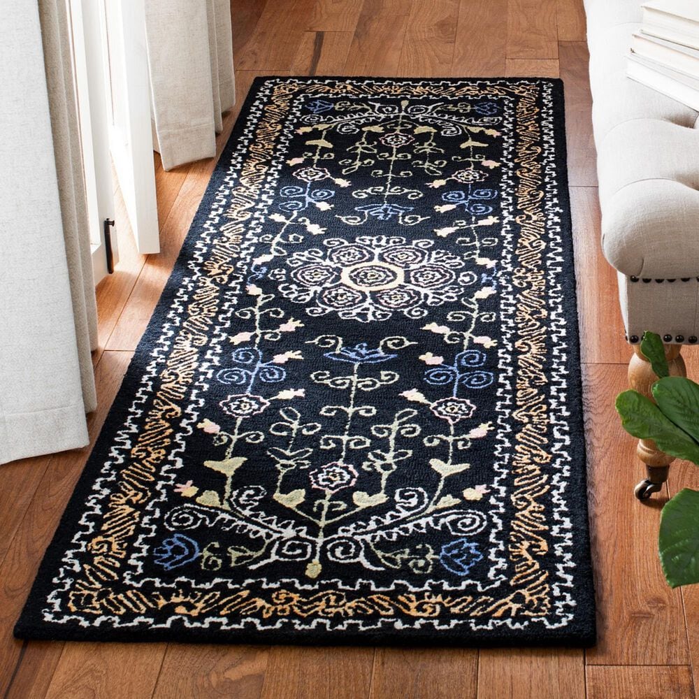 Safavieh Micro-Loop 2&#39;3&quot; x 7&#39; Black and Green Runner, , large