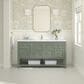 James Martin Vanities Breckenridge 60" Single Bathroom Vanity in Smokey Celadon with Single Hole 3 cm White Zeus Quartz Top and Rectangular Sink, , large