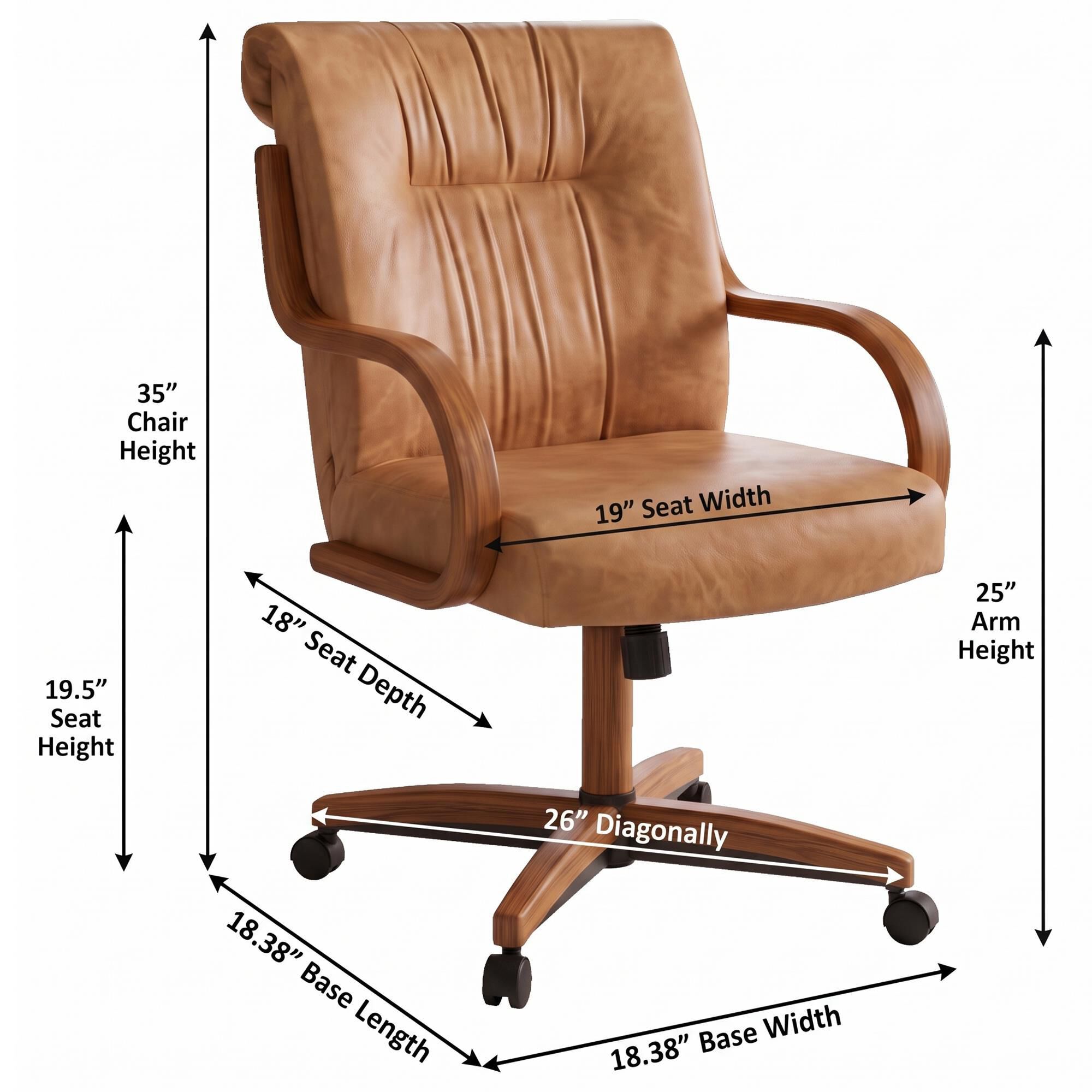 Northrow Denton Swivel Tilt Arm Chair in Cognac