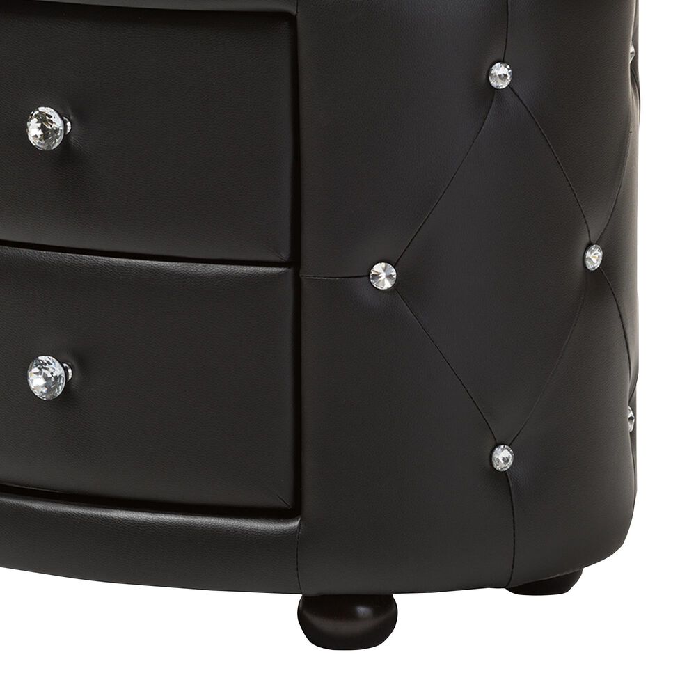 Baxton Studio Davina 2-Drawer Nightstand in Black, , large