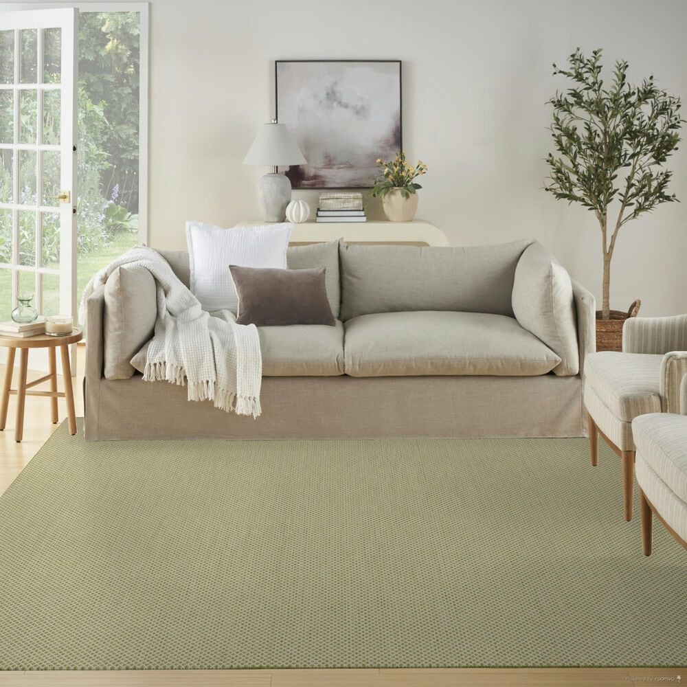 Nourison Courtyard Ivory and Green 8&#39; Square Indoor/Outdoor Area Rug, , large