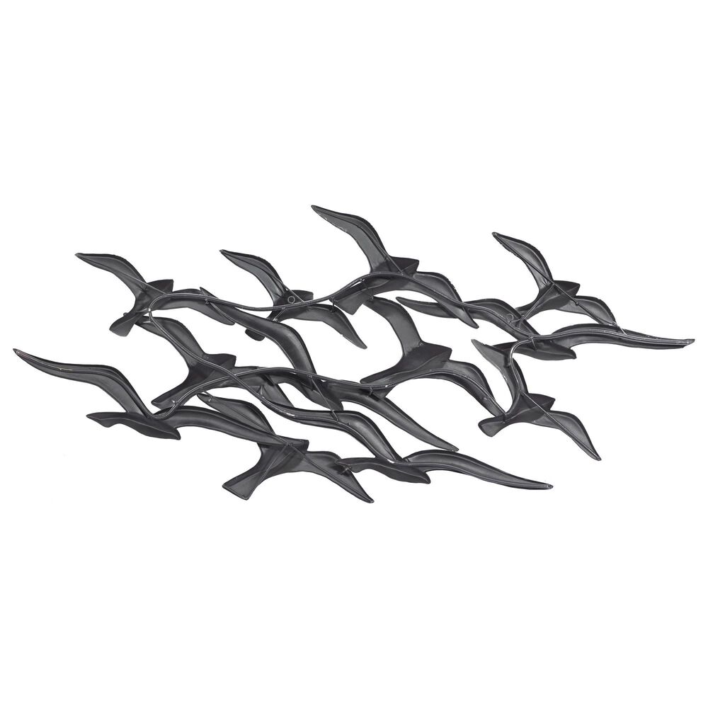 Maple and Jade 23&quot; 48&quot; Flying Flock of Bird Wall Decor in Distressed White, , large
