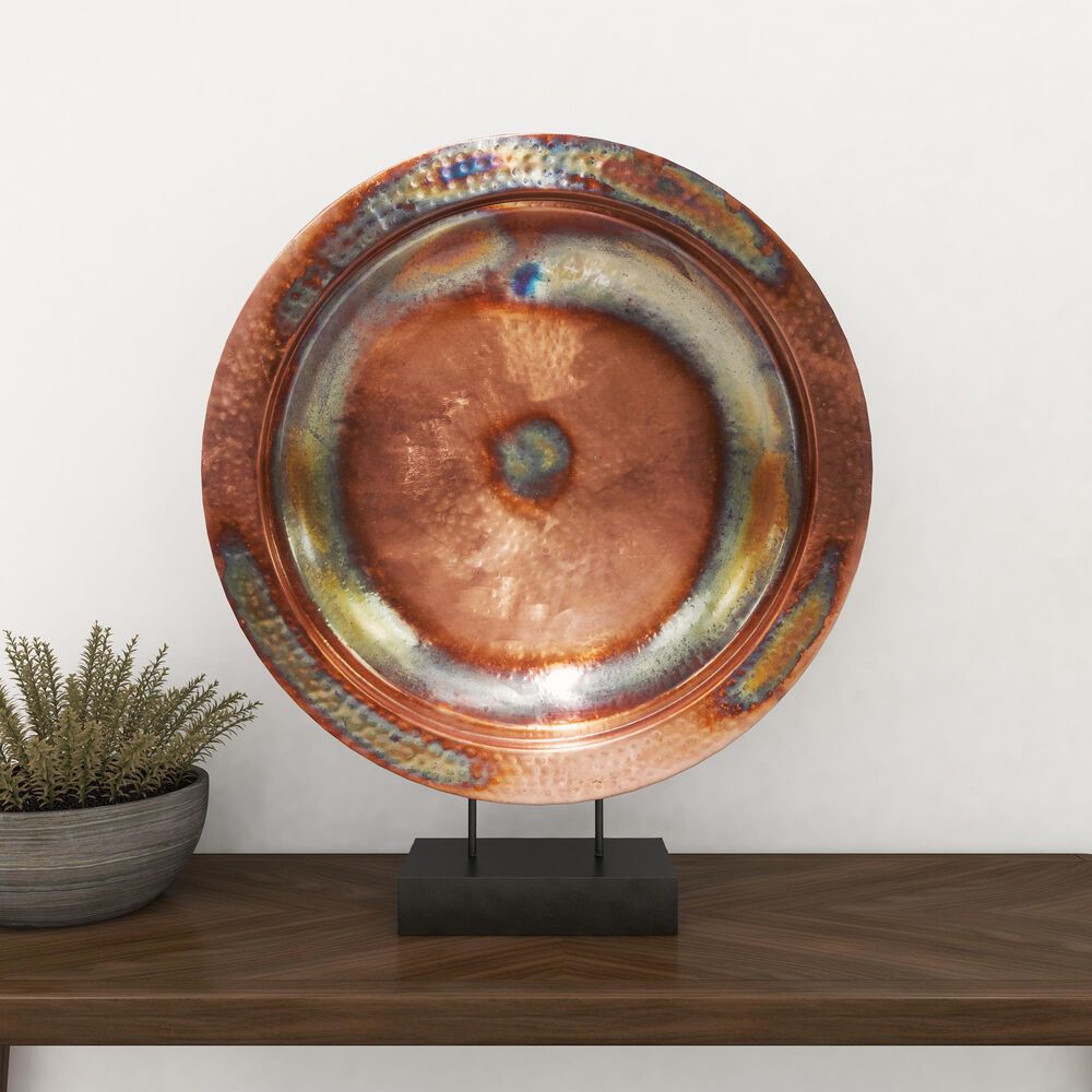 Maple and Jade 30&quot; Round Charger Plate Sculpture in Copper, , large