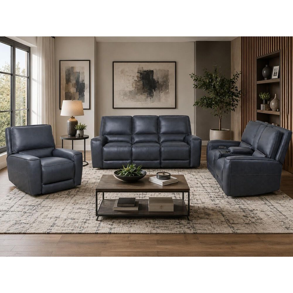 Oxford Furniture Zero Gravity Power Reclining Console Sofa with Power Headrests in Ajax Indigo, , large
