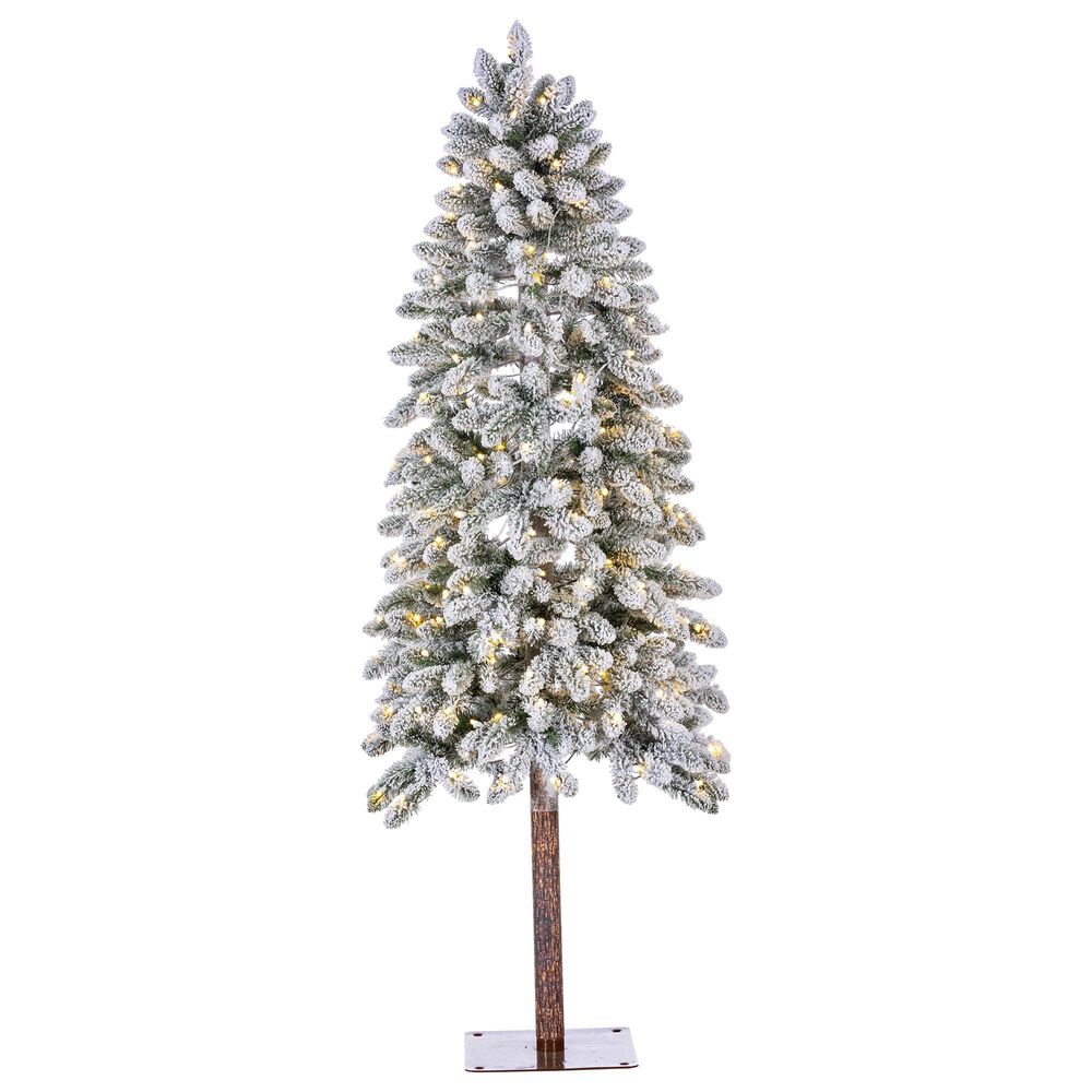 The Gerson Company 6" Heavy Flocked Christmas Alpine Tree in Green, , large