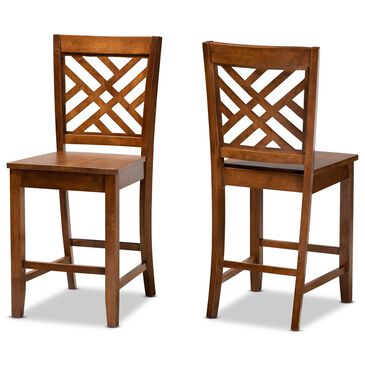 Baxton Studio Caron Counter Stool in Walnut Brown (Set of 2), , large