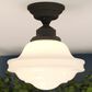 Vaxcel Huntley 10" 1-Light Semi Flush Mount with Milk Glass Shade in Oil Rubbed Bronze, , large