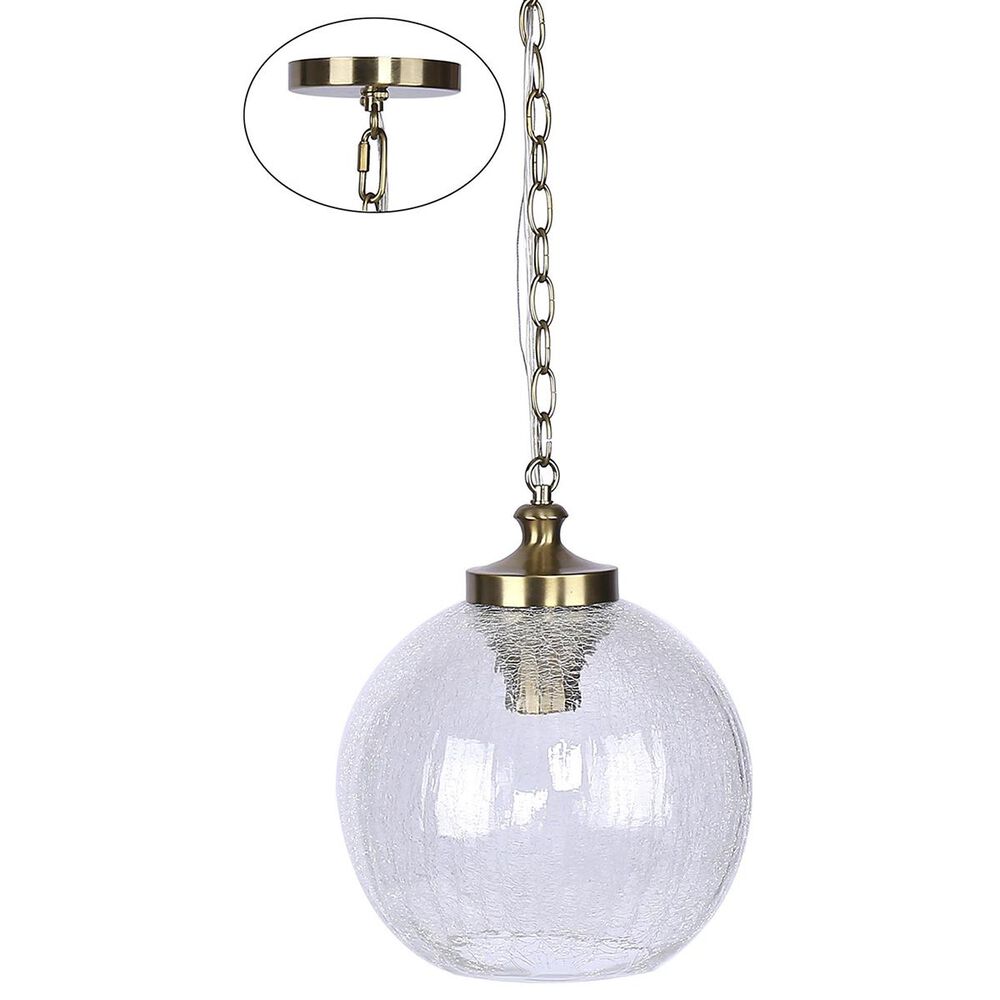 Grandview Gallery Crackle Metal and Glass Pendant Light in Plated Gold, , large