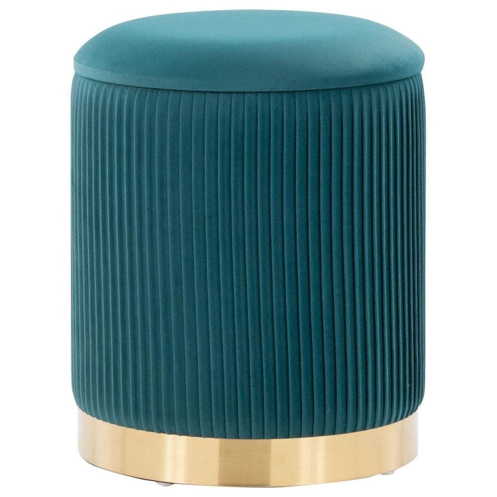Lumisource Marla 2-Piece Nesting Pleated Ottoman Set Peacock Teal, , large