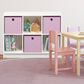 HOMLUX 6-Cube Bookshelf Bookcase with Light Pink Storage Bins in White, , large