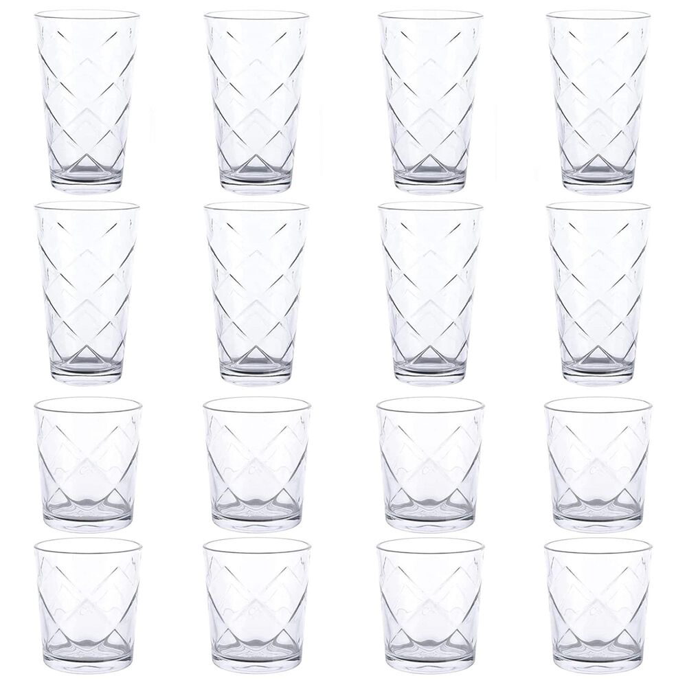 Gibson Home 16-Piece Lattice Glassware Set in Clear, , large