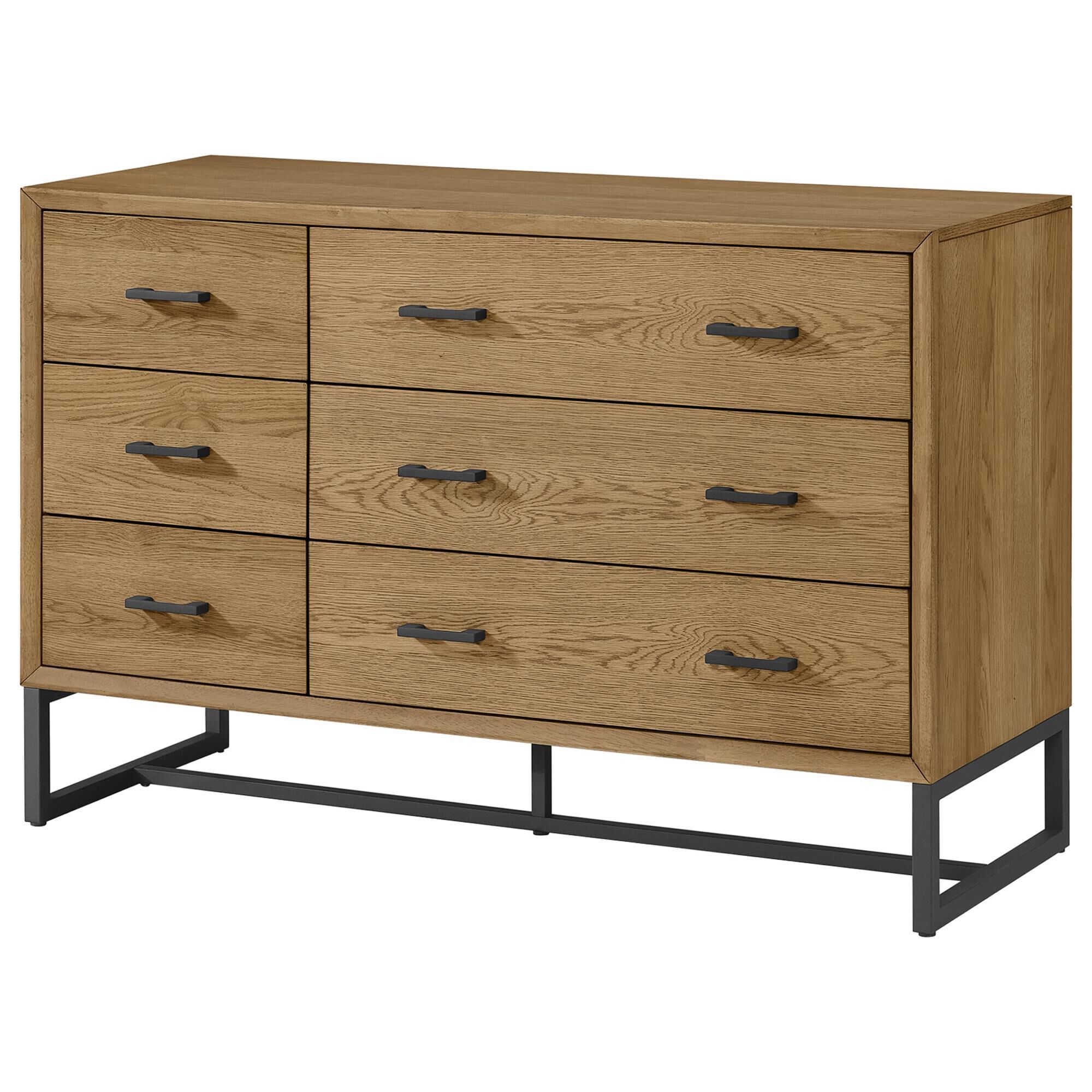 Eastern Shore Newport 6-Drawer Dresser in Natural Oak and Matte Black