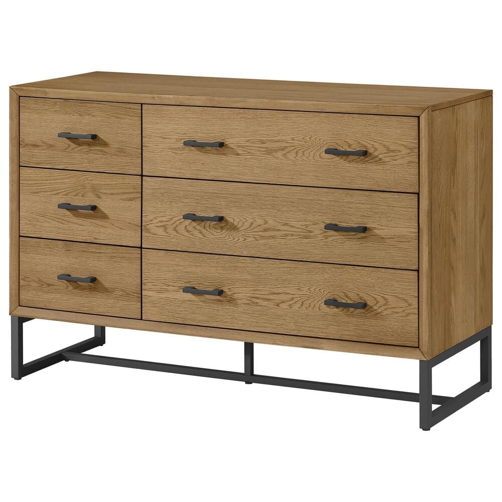 Eastern Shore Newport 6-Drawer Dresser in Natural Oak and Matte Black, , large