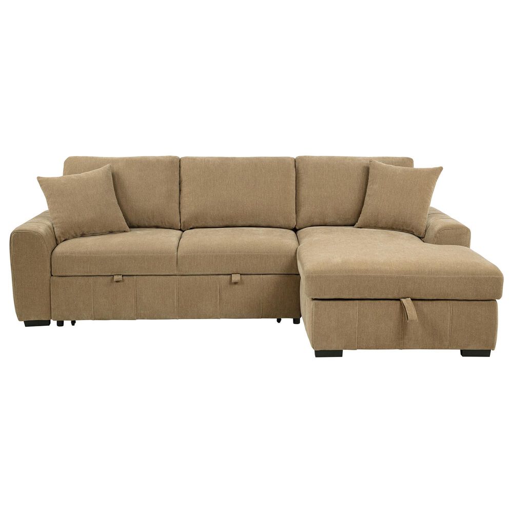 Coaster Pastrana Stationary Right Arm Facing Chaise Sleeper Sectional Sofa in Camel, , large