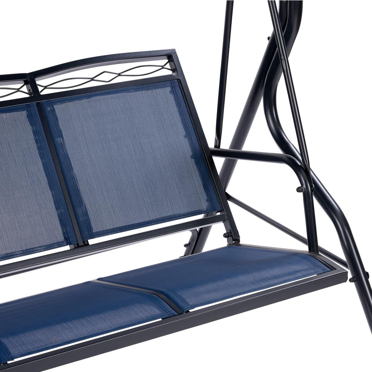 CorLiving 3 Seat Patio Swing with Canopy in Navy Blue NFM